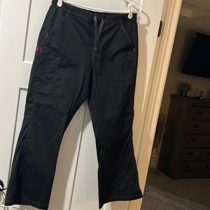 WonderWink Black Pants with Pink Accents- Large Petite